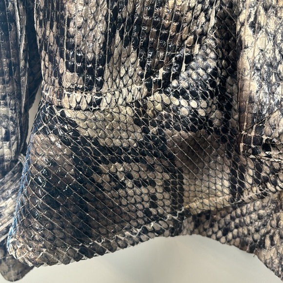 BIANCA NYGARD Faux Snakeskin Ruffled Moto Jacket - Picture 7 of 16